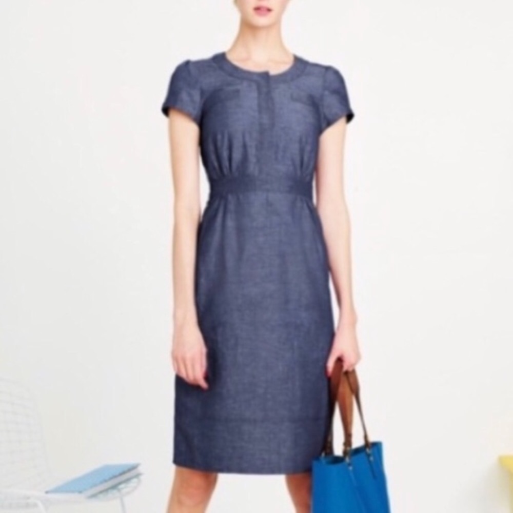 Boden Chambray Denim Scoop Neck Dress